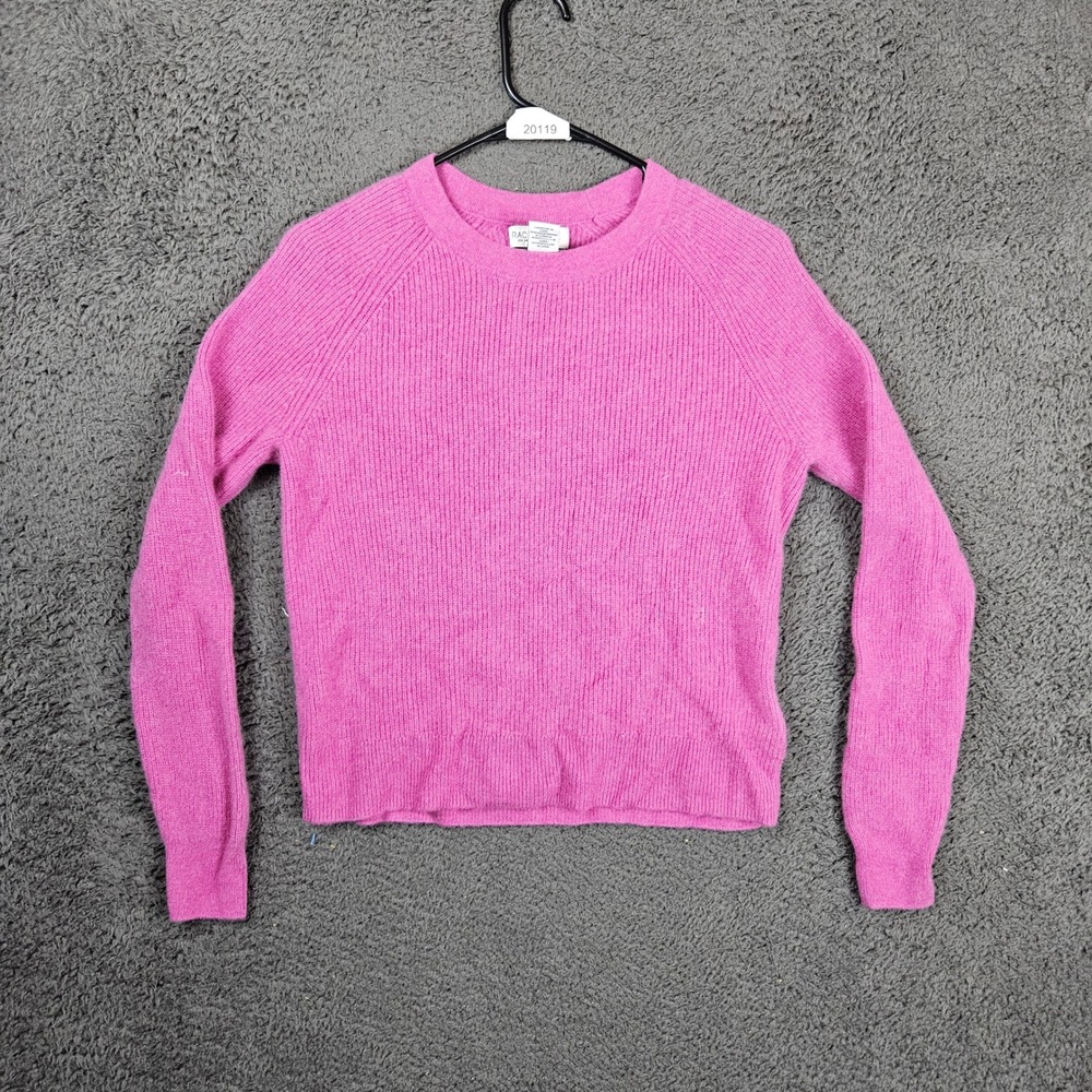 Rachel Zoe Womens Pink 100%‎ 2-Ply Cashmere Ribbed Crew Neck Sweater Size Medium
